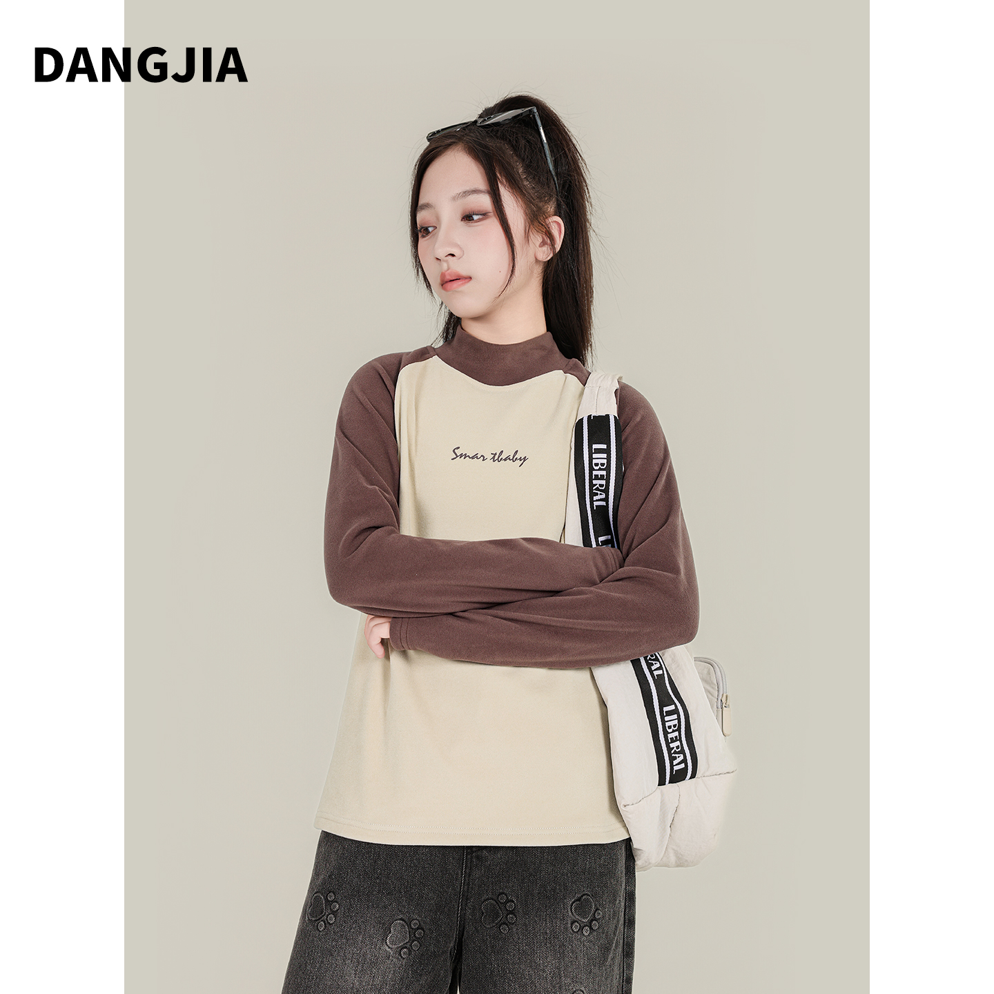 女童半高领打底衫2025新款