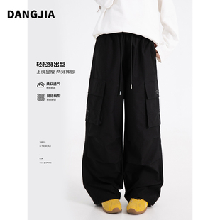 初中生女孩工装裤中性风春款女大童休闲运动裤青少年裤子直筒阔腿
