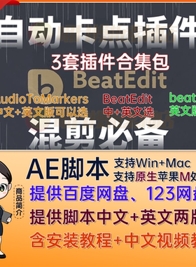 ae脚本BeatEdit v2.2中文汉化音乐节拍卡点踩点标记AE插件beatnik