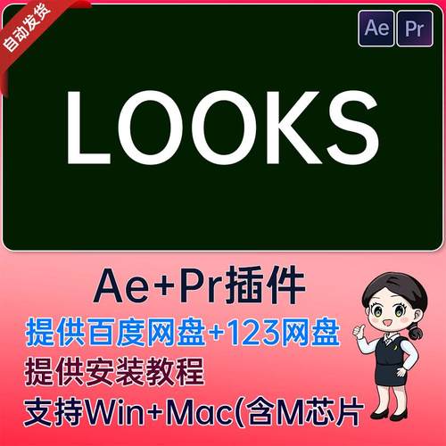 中文汉化 LOOKS 调色AE插件Pr插件动漫混剪插件looks调色 win+mac