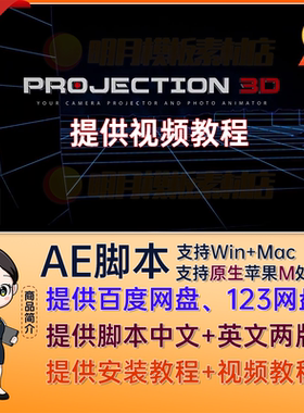 中文汉化Projection 3D v4.2 AE插件脚本三维空间摄像机视差动画