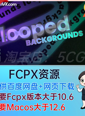 FCPX插件-50种现代时尚抽象图形循环背景动画 looped Backgrounds