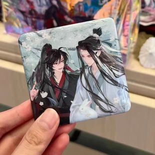 饰高颜值收藏 魔道祖师魏无羡蓝忘机七周年方形吧唧美谷同人胸针装