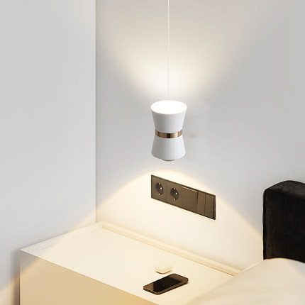 床头吊灯吧台LED灯小巧玲珑可爱圆润灯饰沙黑沙白灯饰