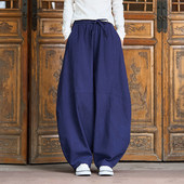 宽松棉麻冬厚中国风休闲裤 2025加大码 汉服古风中式