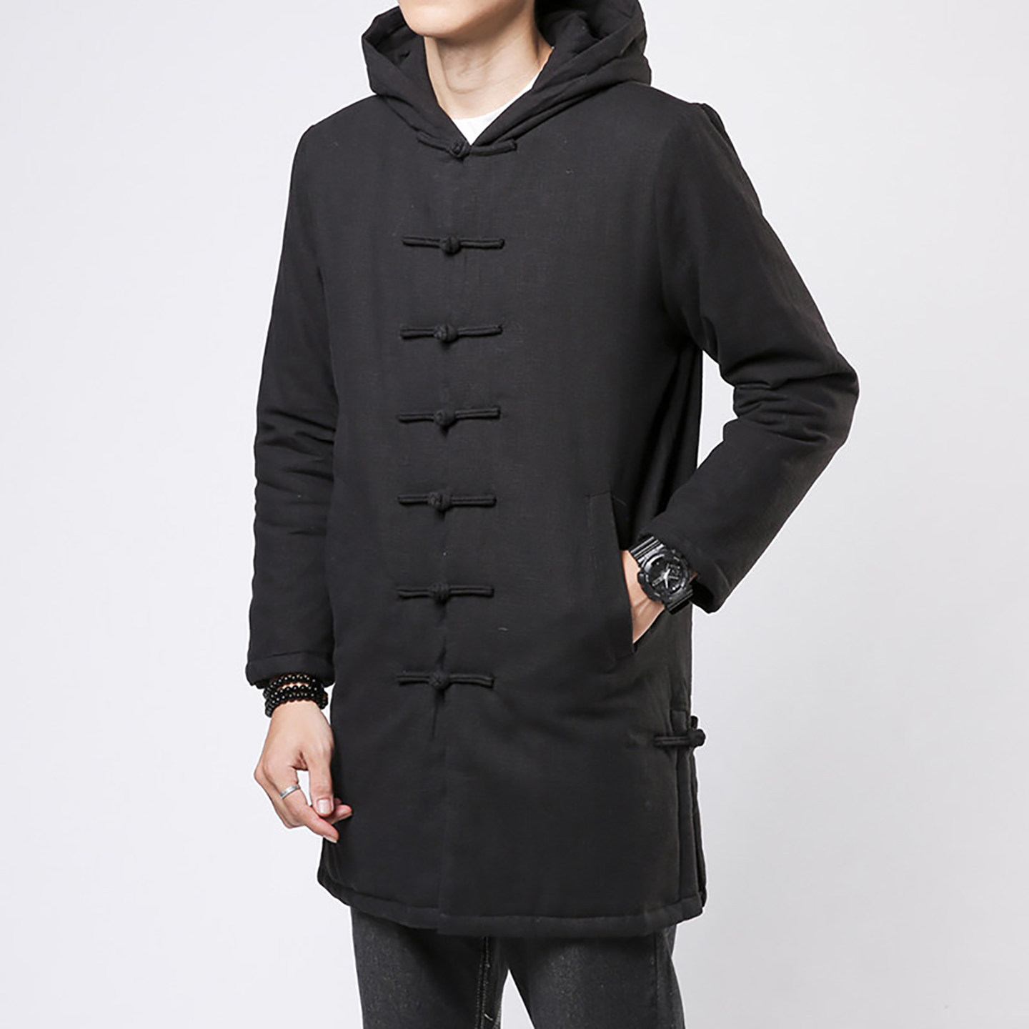 冬季男装连帽棉衣男青年民族风中式盘扣唐装棉麻加厚外套大码棉袄,男装,汉服,淘宝优惠券,粉丝福利购,淘宝优惠卷