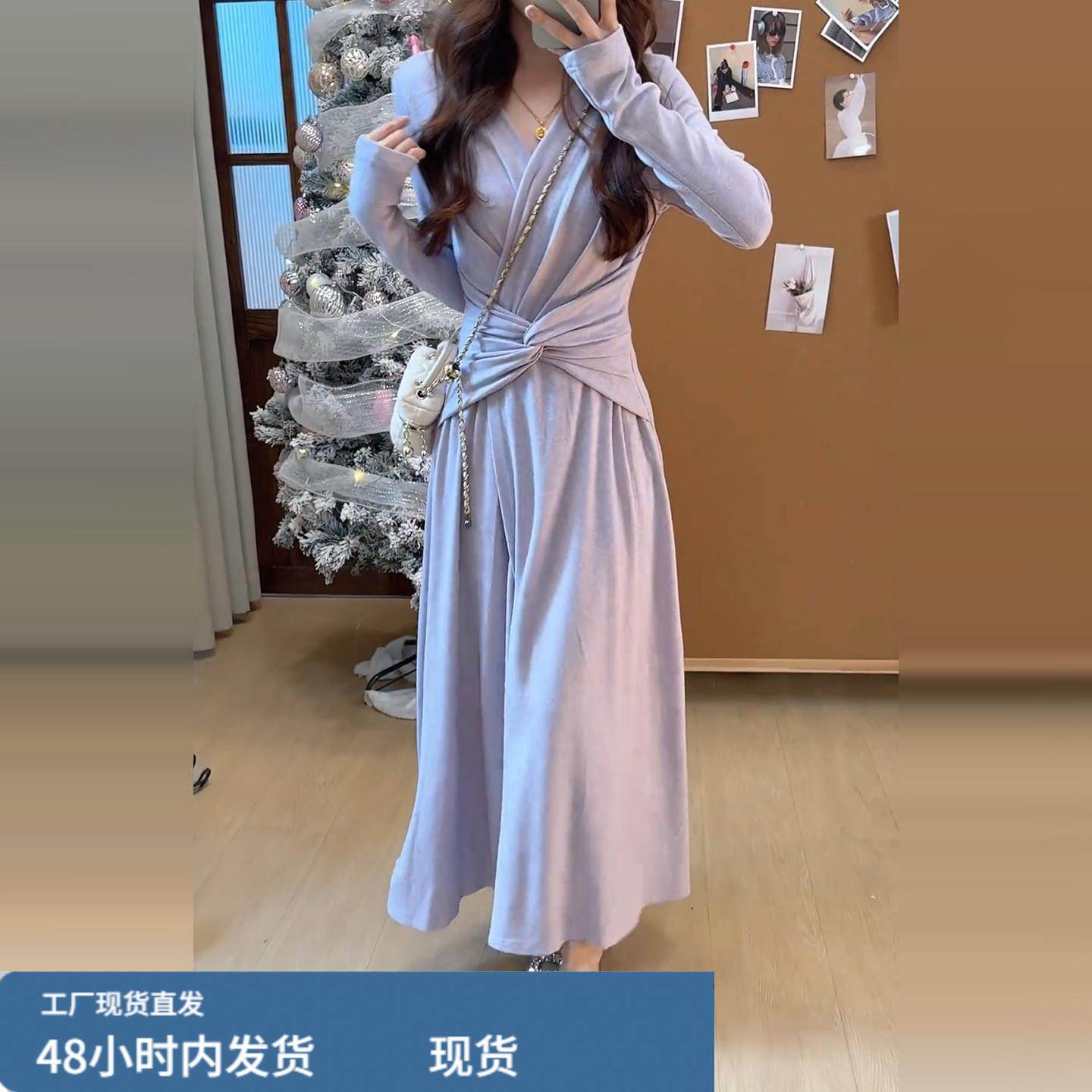 2025新款御姐感紫色收腰连衣裙子女秋冬穿搭内搭长裙今年流行爆款,运动/瑜伽/健身/球迷用品,瑜伽短裙,淘宝优惠券,粉丝福利购,淘宝优惠卷