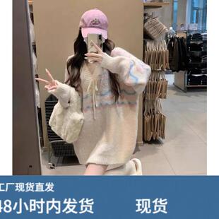 2025新款日系慵懒复古高级感超好看洋气减龄宽松中长款毛衣女秋冬