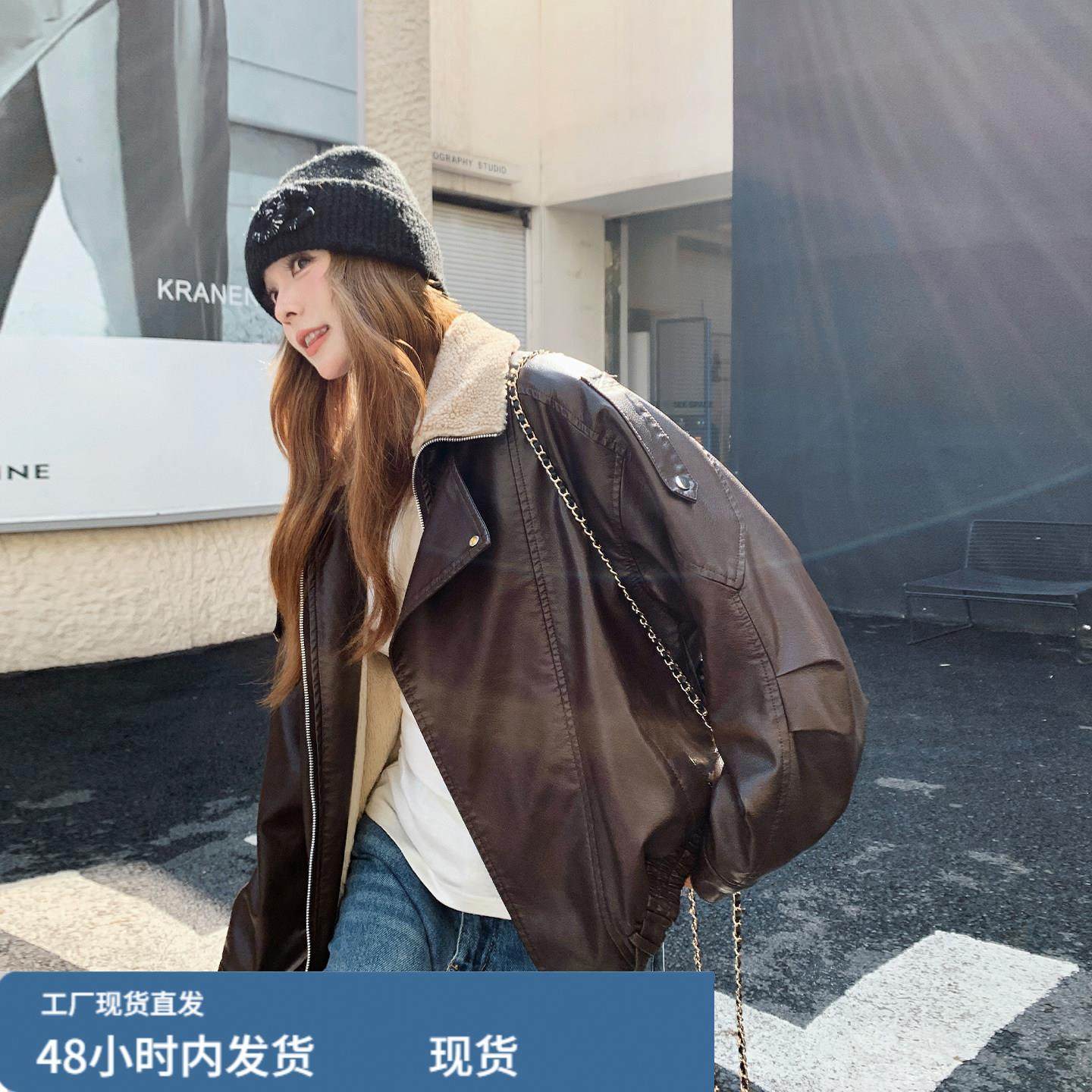 咖色高级感皮毛一体皮衣外套2025新款女冬机车风夹棉美拉德派克服,运动/瑜伽/健身/球迷用品,广场舞套装,淘宝优惠券,粉丝福利购,淘宝优惠卷