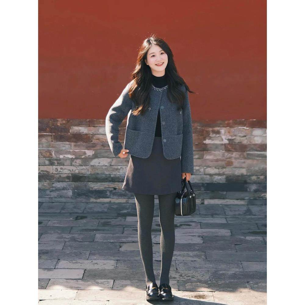 韩系灰色小香风毛呢外套女秋冬季高级感时尚气质简约百搭上衣,运动/瑜伽/健身/球迷用品,广场舞套装,淘宝优惠券,粉丝福利购,淘宝优惠卷