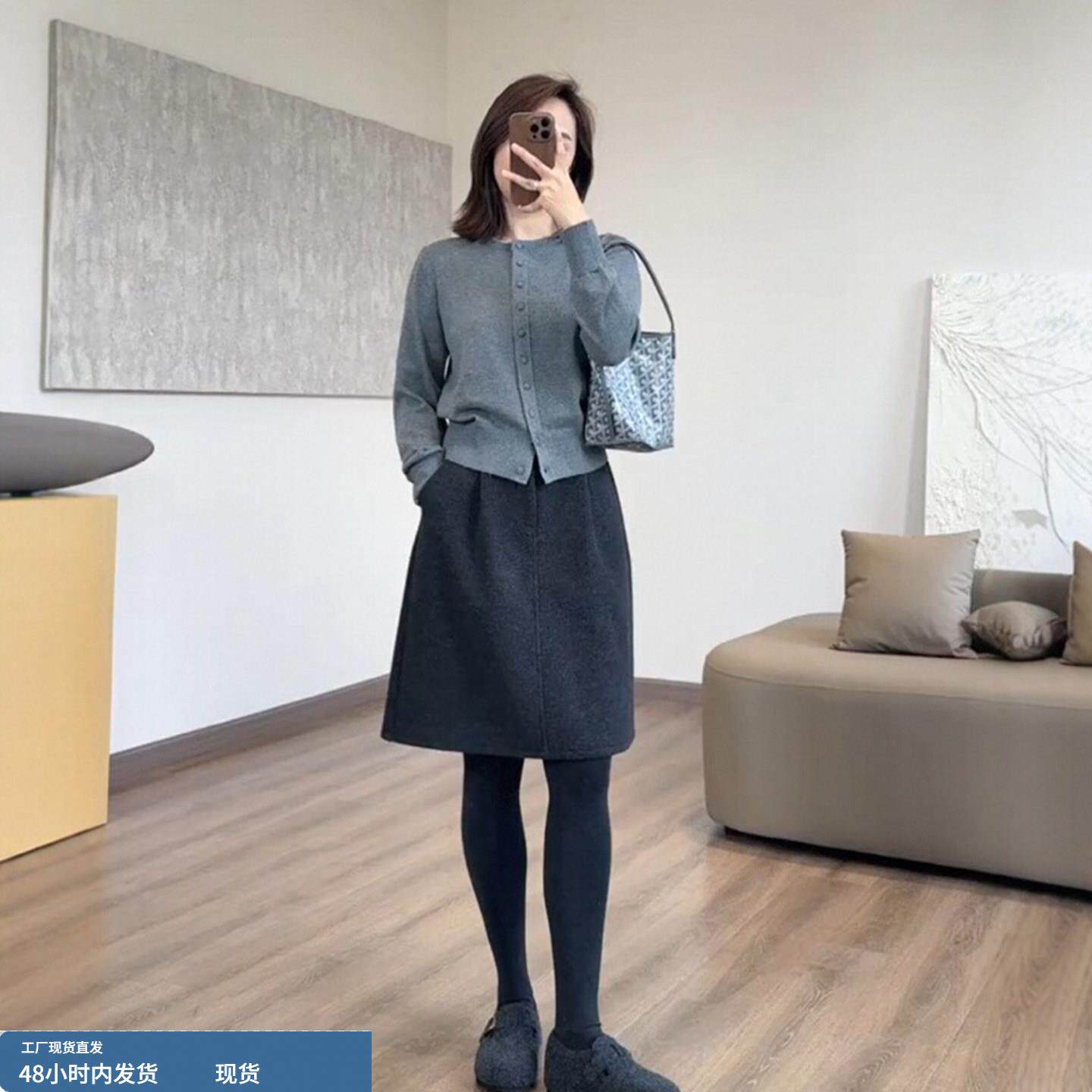 巨好看的短半裙遮胯显瘦毛呢花苞中裙冬天大码胖mm梨形伯克利裙子