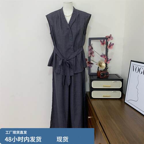 时尚妈妈夏装高端气质两件套中老年人女装夏季贵夫人无袖上衣套装
