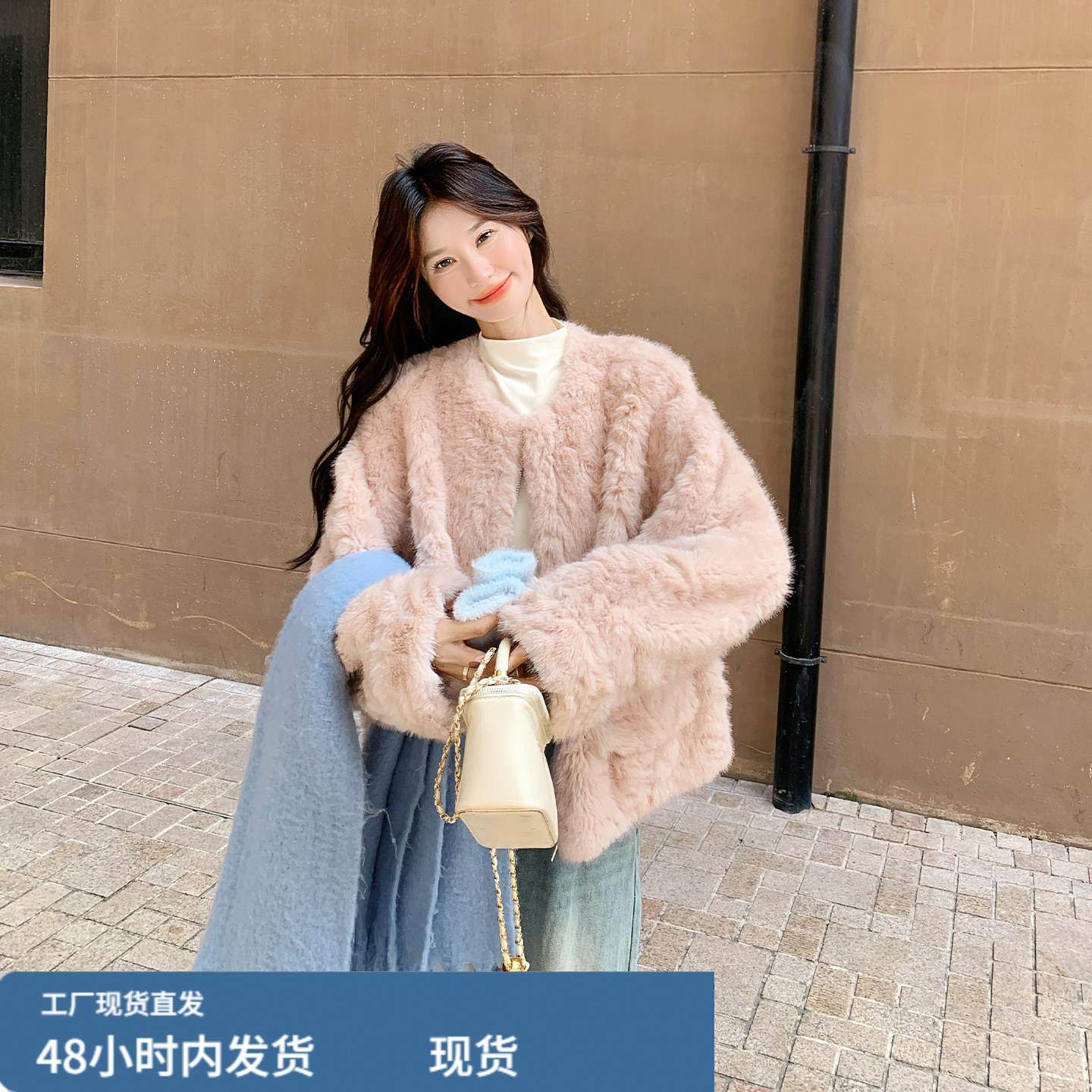 粉色加厚小香风皮毛一体外套2025新款女冬短款超火圆领毛毛派克服,运动/瑜伽/健身/球迷用品,广场舞套装,淘宝优惠券,粉丝福利购,淘宝优惠卷