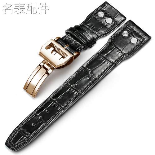 2025新款代用适用于智盛适用于万国IWC牛皮真皮表带飞行F员大飞系