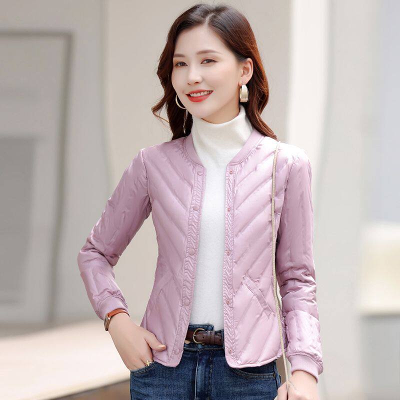 羽绒服内胆女轻薄修身短款无领打底内穿低领保暖中老年妈妈秋冬装