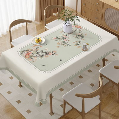 新中式桌布防水防油免洗防烫2025新款长方餐桌垫轻奢高级茶几台布