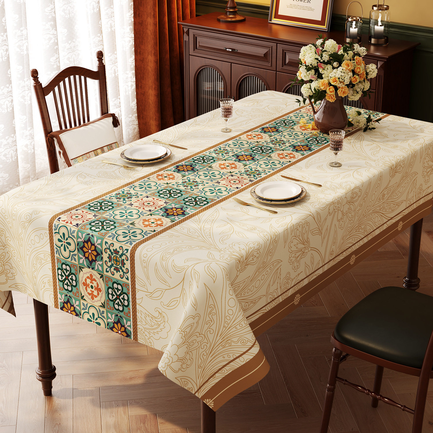 美式复古桌布防水防油免洗防烫2025新款轻奢高级感餐桌垫茶几台布,居家布艺,桌布,淘宝优惠券,粉丝福利购,淘宝优惠卷