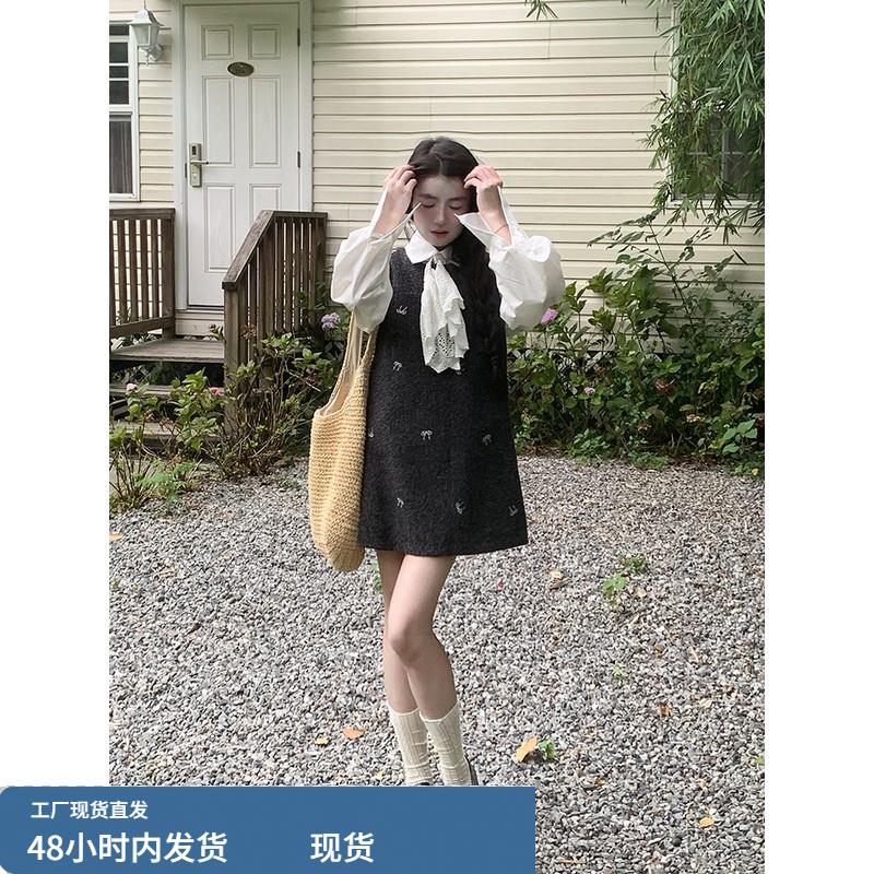 法式刺绣吊带裙子女宽松气质设计高级感短裙白色内搭衬衫春季