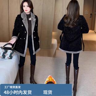 加戎加厚芼呢外套女2023冬季新款洋气收腰中长款修身保暖呢子大衣