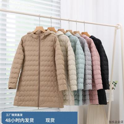 冬新款轻薄羽绒服女中长款连帽便携羽绒内胆大衣内搭大码90绒外套