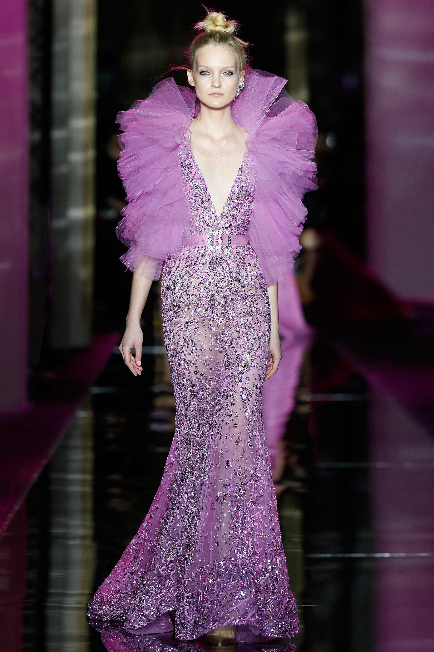 10年老店紫色修身鱼尾v领性感主持唱歌晚礼服新娘结婚敬酒服迎宾