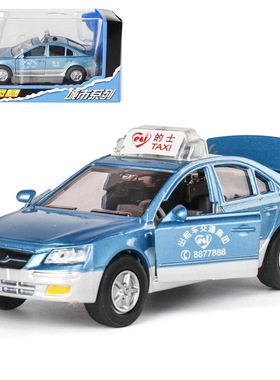 新款 [盒装]蓝色TAXI出租车计程车的士合金声光开门玩具模型
