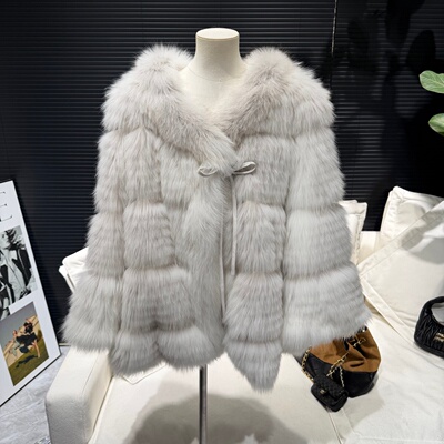 芬兰进口狐狸毛皮草浴袍款