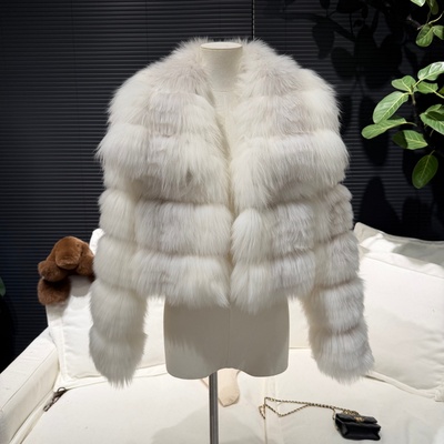 冰川琉璃狐狸毛渐变蕾丝高级