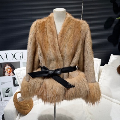 超火大毛领年轻皮草外套女