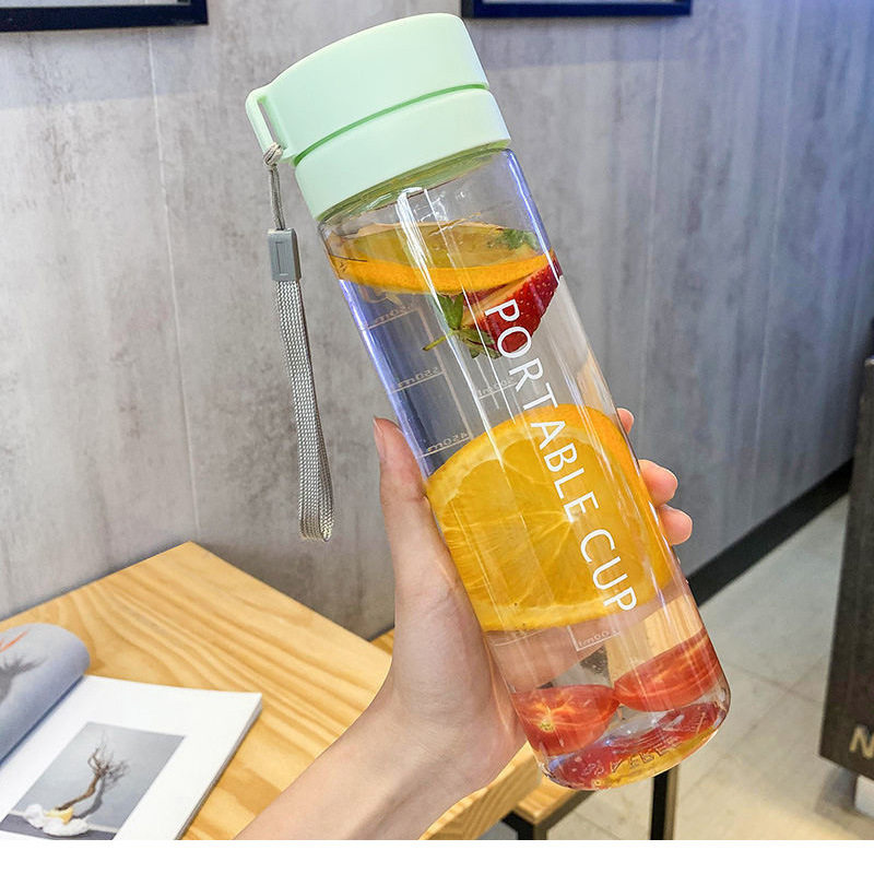 户外大容量运动水杯夏磨砂塑料杯子便携提绳塑料杯旅行随手杯休闲