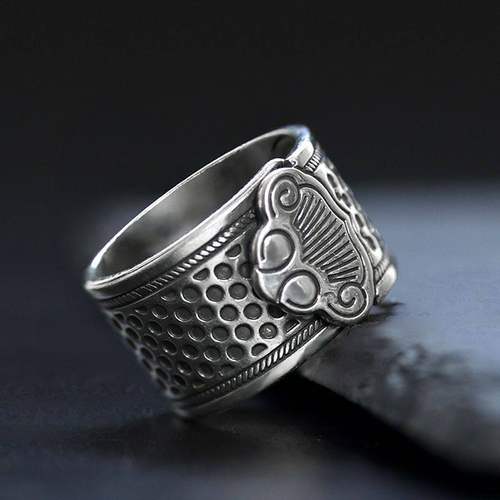 老式顶针加厚戒指复古防滑DIY指套手工缝纫工具实用配件压针器