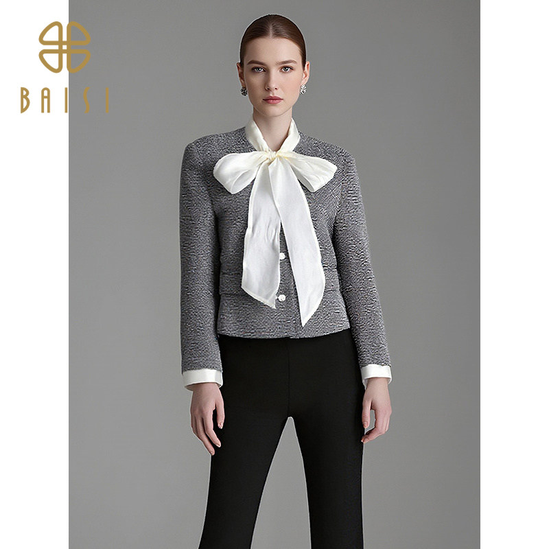 2025冬季新品百丝小香风蝴蝶结气质上衣减龄时尚感洋气外套女,女装/女士精品,毛针织衫,淘宝优惠券,粉丝福利购,淘宝优惠卷