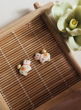 猫三秋｜原创大肚马上有钱钛钢ors925耳钉耳夹可定