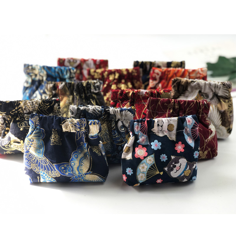 创意弹片小零钱包收纳包棉麻布艺口金包耳机包硬币小包女