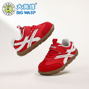 大黄蜂童鞋2025秋冬新款男宝宝鞋子小童女红色软底儿童运动机能鞋