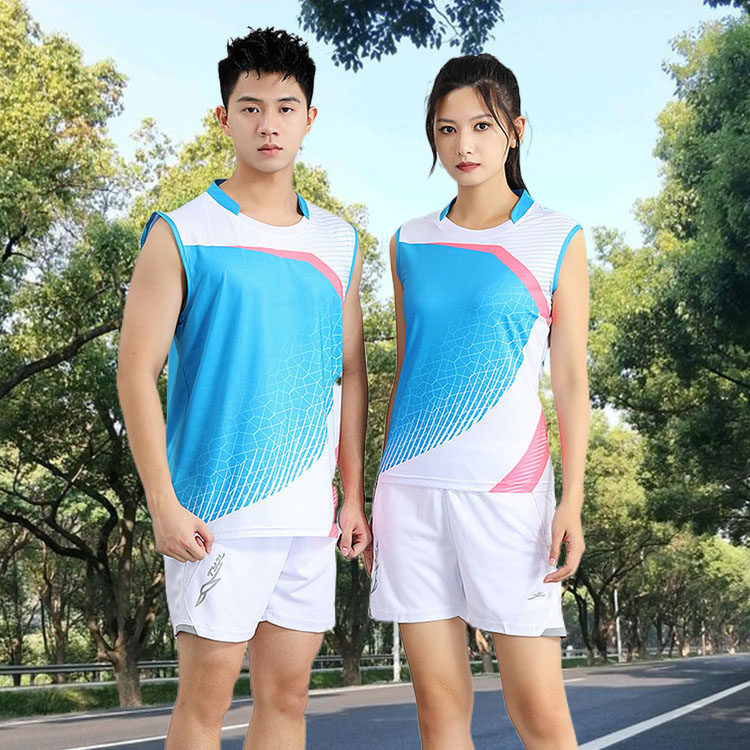 速干无袖羽毛球服套男女装夏背心砍袖上衣裤乒乓球衣修身显瘦收腰