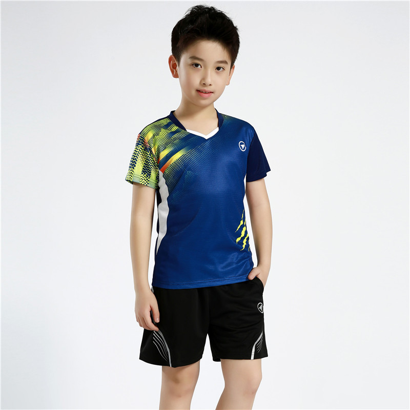 速干羽毛球服套装儿童比赛大小孩健身上衣运动服男童女夏乒乓球衣
