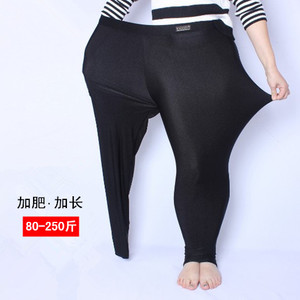 250斤特大码肥姐裤锦纶光泽裤胖mm高腰小脚打底裤女加长不掉档