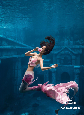 KAYASUBA洛翎粉系列烫金美人鱼鱼尾潜水海洋馆拍摄泳衣套装