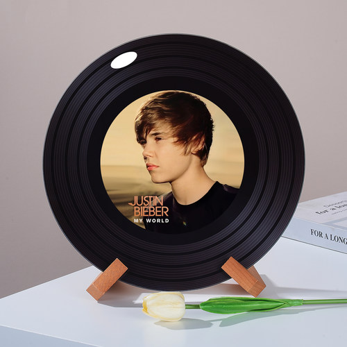 贾斯汀比伯周边黑胶唱片摆件电视柜格子桌面装饰摆件个性创意礼品