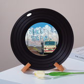 唯美励志浪漫风景照黑胶唱片摆件酒柜电视柜格子装 饰创意生日礼物