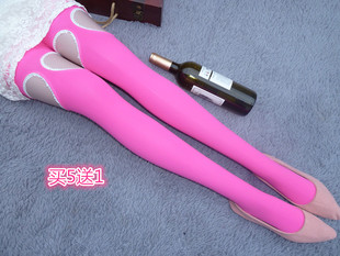 春秋款吊带式连裤性感露大腿天鹅绒打底袜中厚糖果色开档丝袜女袜