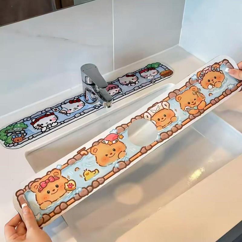卡通可爱kt水龙头沥水垫防溅矽藻化妆室洗手台垫厨房水槽吸水