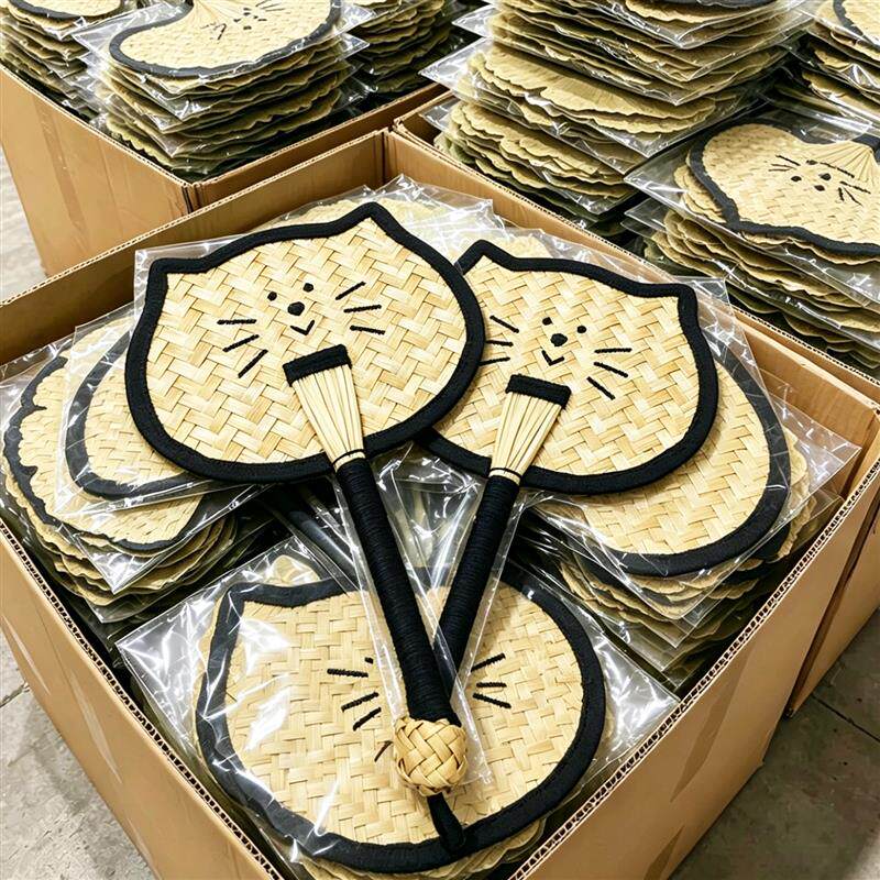 猫咪麦编蒲扇手工编织芭蕉扇夏日便携驱蚊老式手持小扇子拍照道具