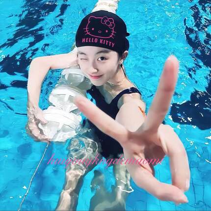 hellokitty泳帽女不勒头长发硅胶高颜值防水大头围可爱加大高弹力