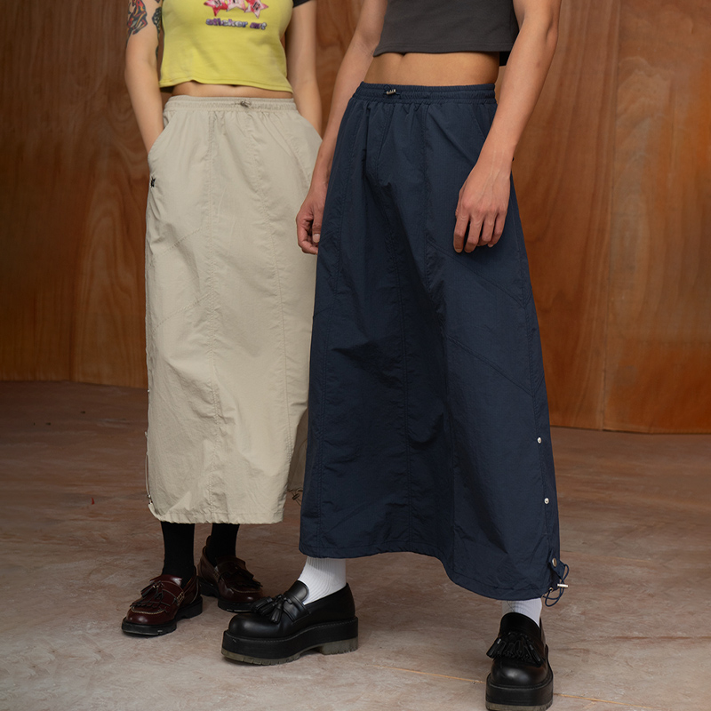 CLP半身A字型中性宽松松紧腰长裙