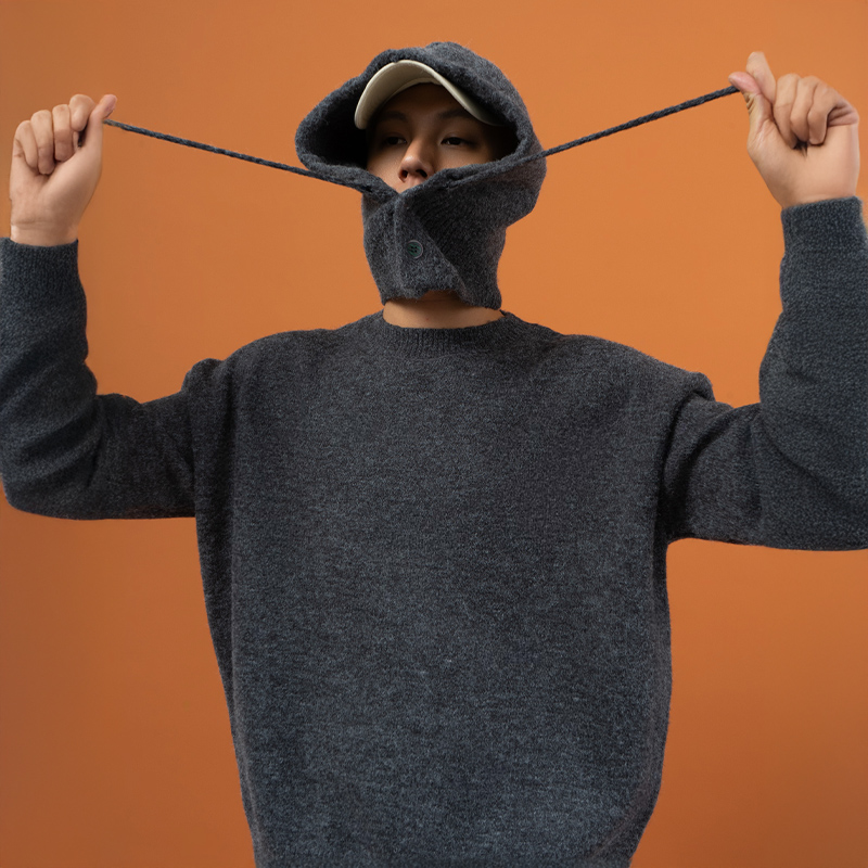 CLP连帽分体套头廓形毛衣