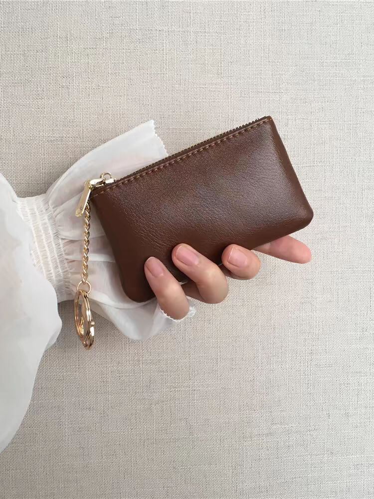 复古油蜡皮钥匙包女卡包小巧拉链零钱袋薄锁匙包口红包汽车钥匙扣