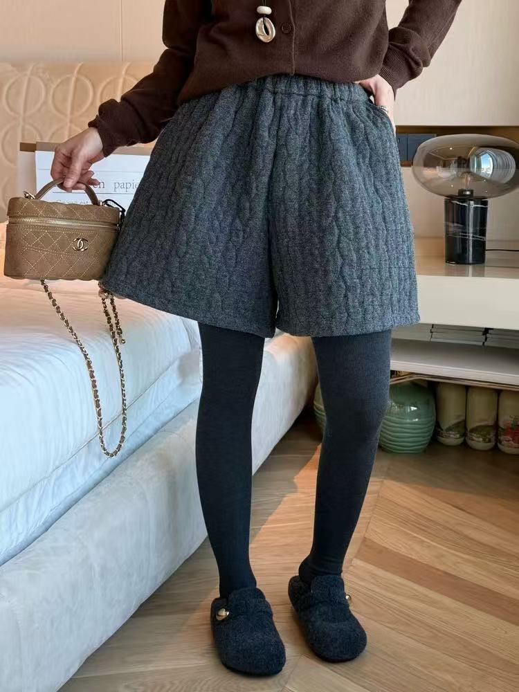 欧洲站2025冬季新款正品女装时尚百搭松紧腰抽绳短裤休闲裤五分裤