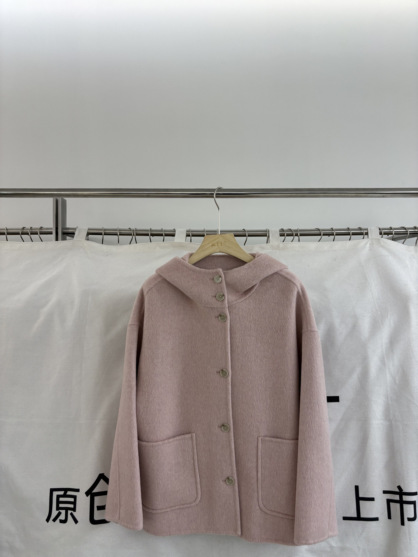 欧洲站2025年冬季新款女装正品时尚连帽双面羊毛毛呢外套大衣开衫